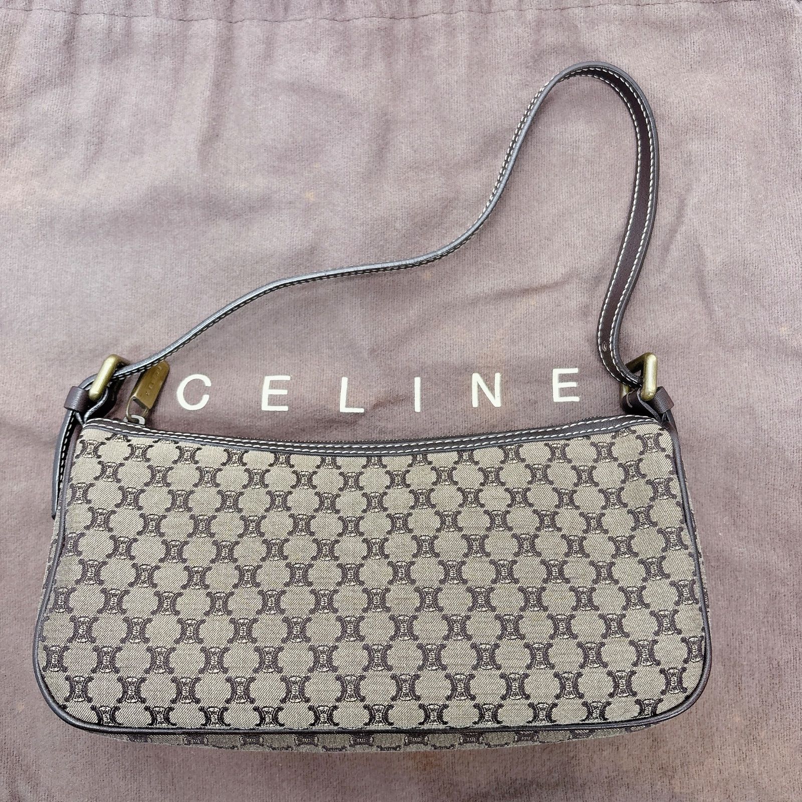 CELINE セリーヌ マカダム柄 ショルダーバッグ ポーチ ハンドバッグ 