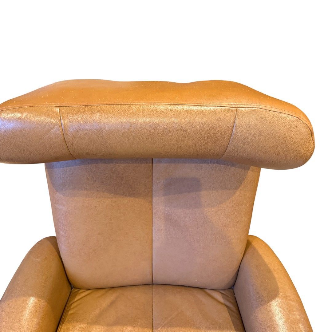 ニトリ NITORI 本革 リクライニングチェア オットマン付き 回転式