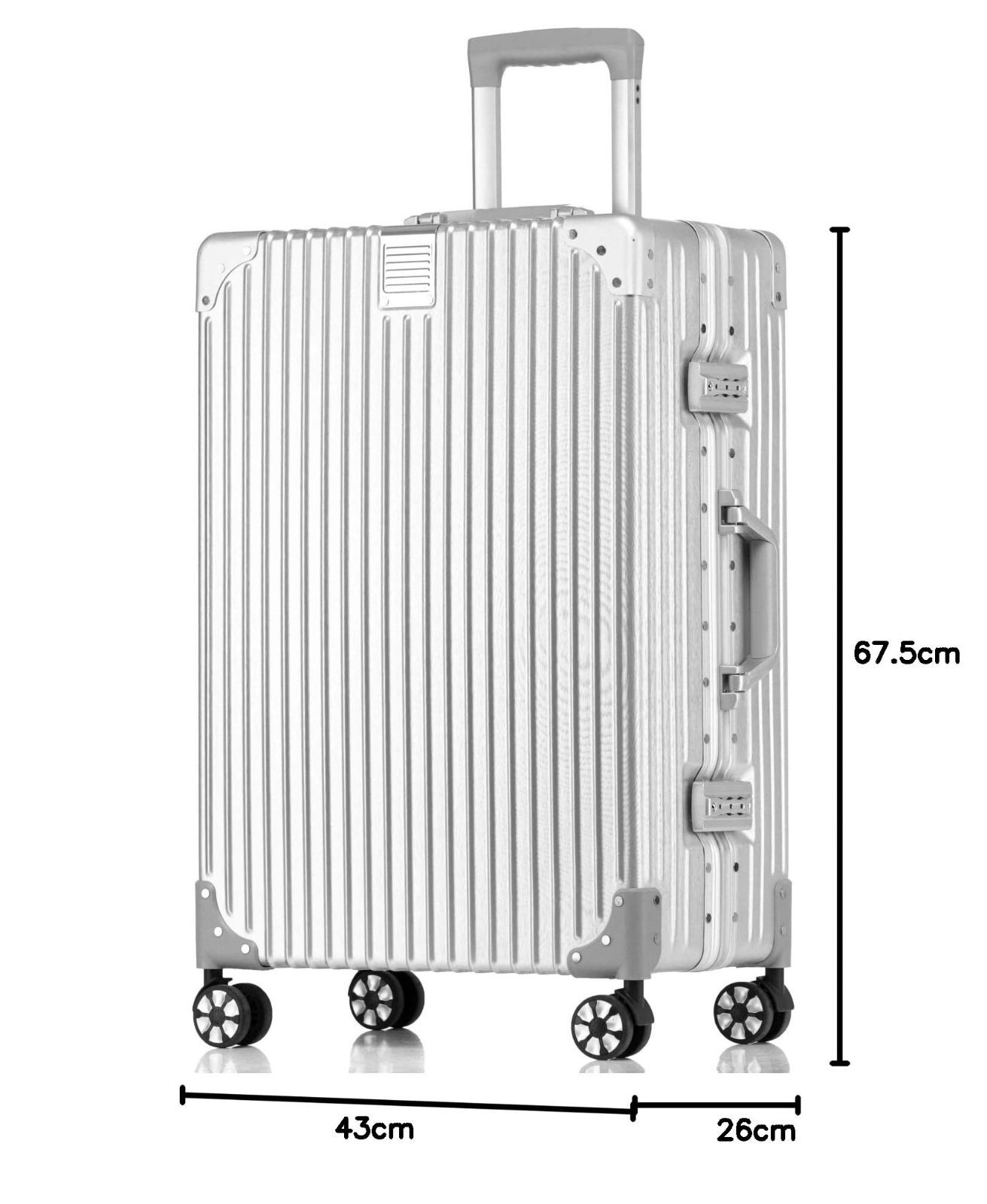 人気商品 60L 4~6泊 24インチ Mサイズ 保護カバー付き，シルバー 物