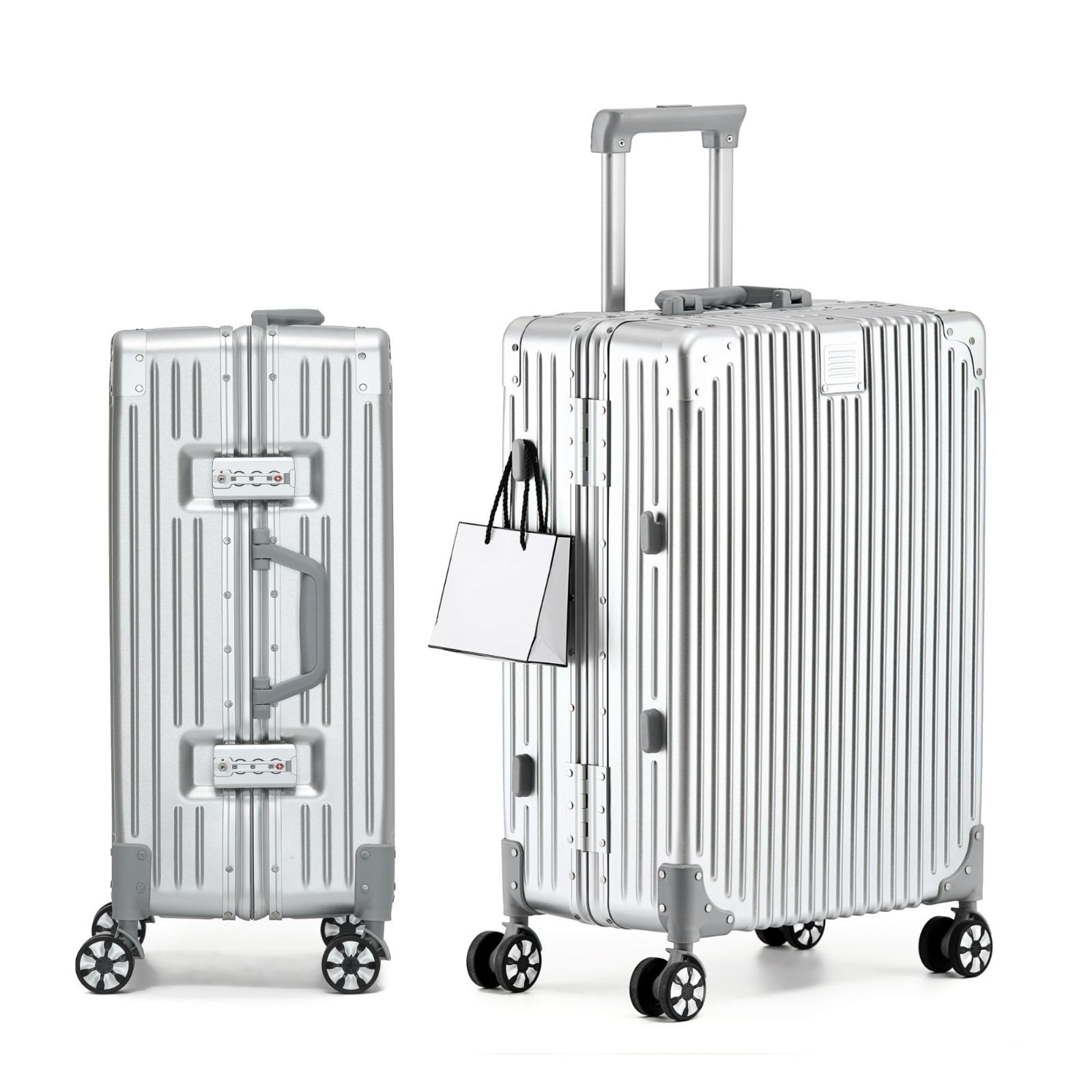 人気商品 60L 4~6泊 24インチ Mサイズ 保護カバー付き，シルバー 物