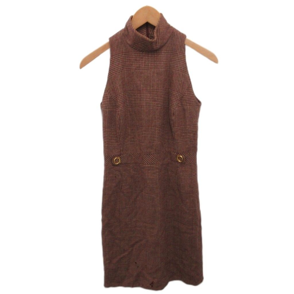 セリーヌ CELINE ワンピース ノースリーブ スタンドカラー ミモレ