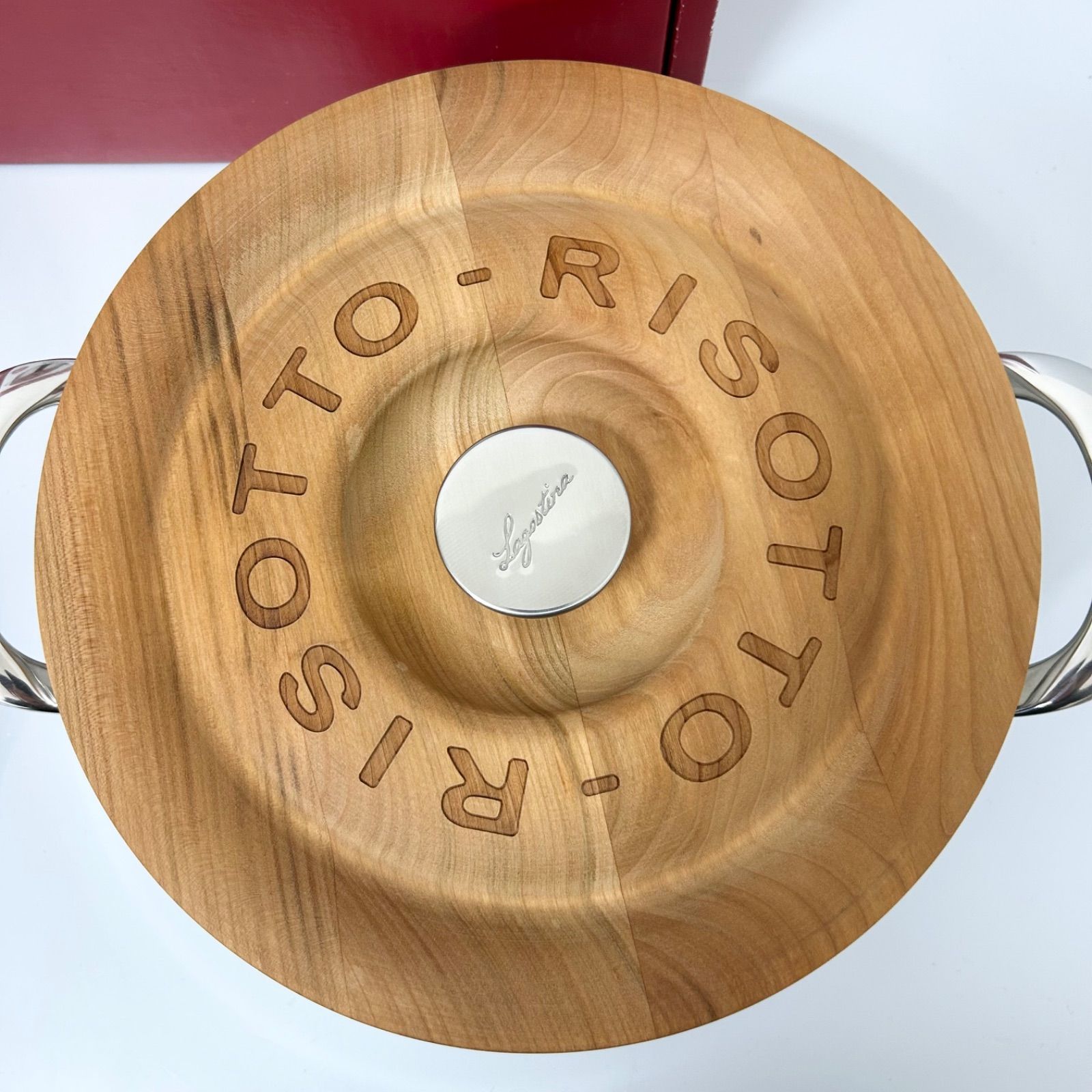 Lagostina ラゴスティーナ リゾット鍋 24cm 木目フタ ステンレス蓋付き