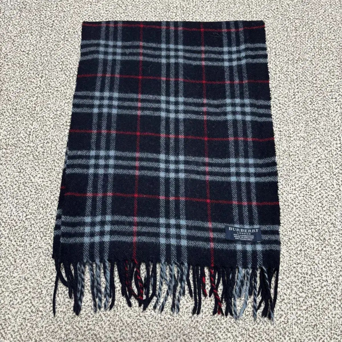 ラムウール100 BURBERRY バーバリー ノヴァチェック ネイビー マフラー