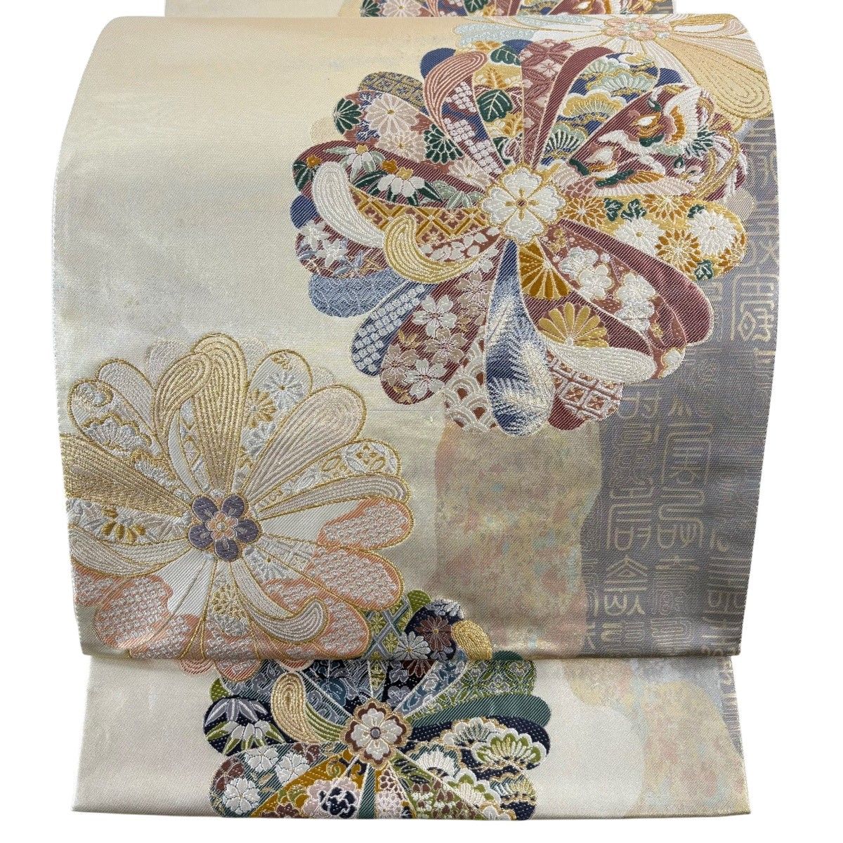 美品】 袋帯 秀品 菊 花鳥 刺繍 箔 金色 六通 正絹 【中古】 - メルカリ