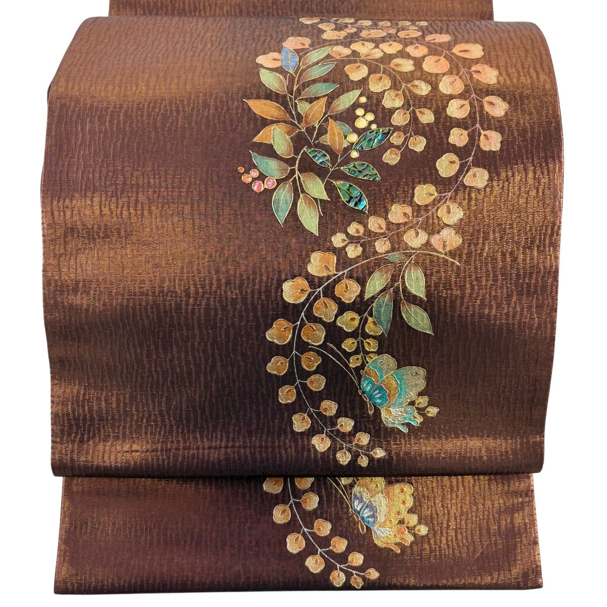 袋帯　螺鈿　礼装用　お太鼓柄　美品　華紋 袋帯 秀品 華文 鳥 箔 螺鈿 金色 お太鼓柄 正絹 【中古】 - メルカリ