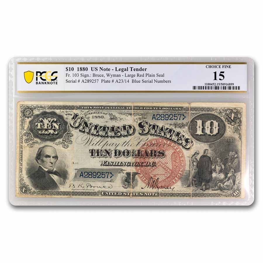 1880年 10ドル 法定通貨 ダニエル・ウェブスターの頭部 F-15 PCGS (Fr03) - メルカリ