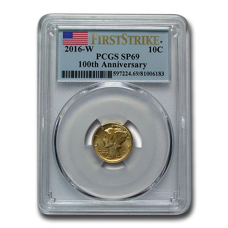 2016-W 1/10オンス ゴールド マーキュリーダイム SP-69 PCGS (FS