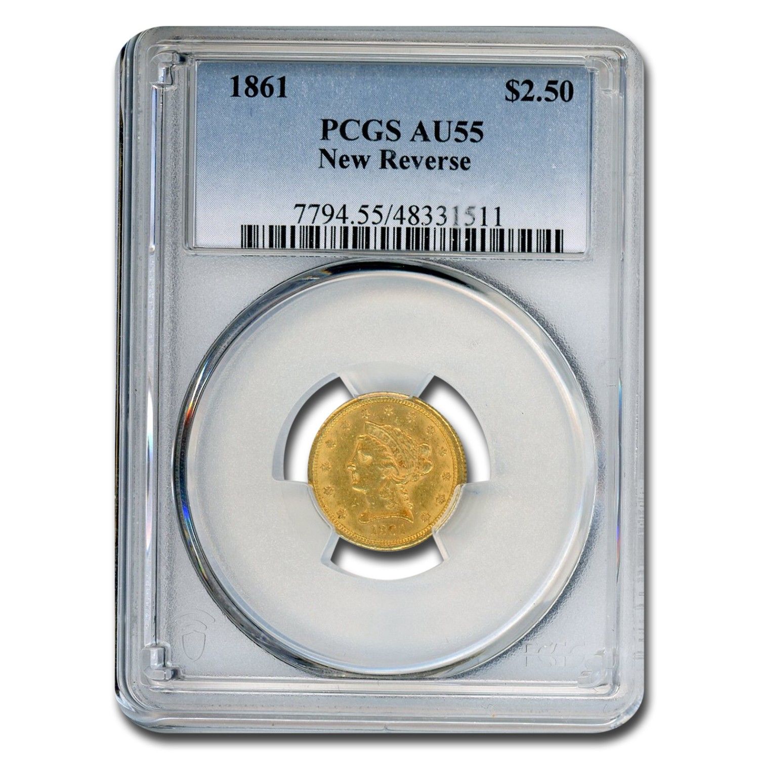 1861年 2.50ドル リバティゴールド クォーターイーグル タイプ2 AU-55 PCGS - メルカリ