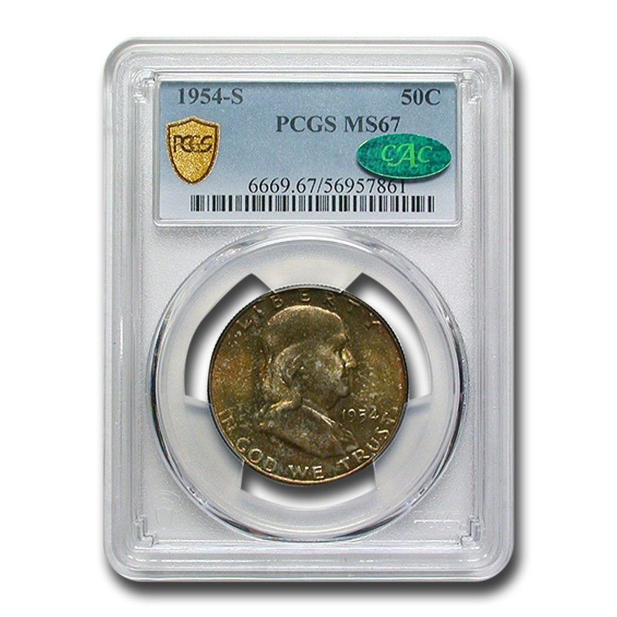 フランクリン ハーフダラー 硬貨  1954-S フランクリン ハーフダラー MS-67 PCGS CAC - メルカリ