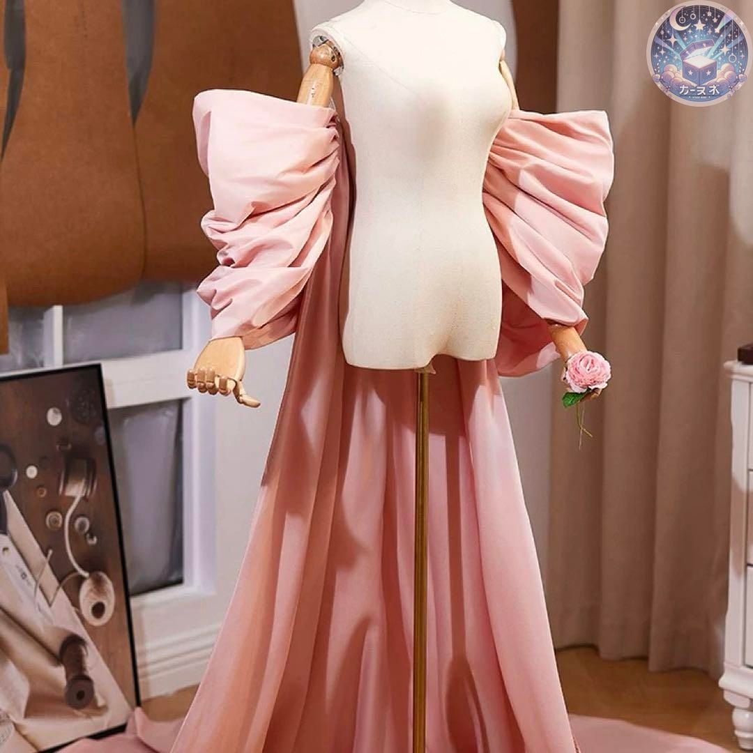 新品 未使用 レディース ウェディングドレス フォーマルドレス パーティードレス リボンの様なデザインが可愛い トレーン仕様のロングショール