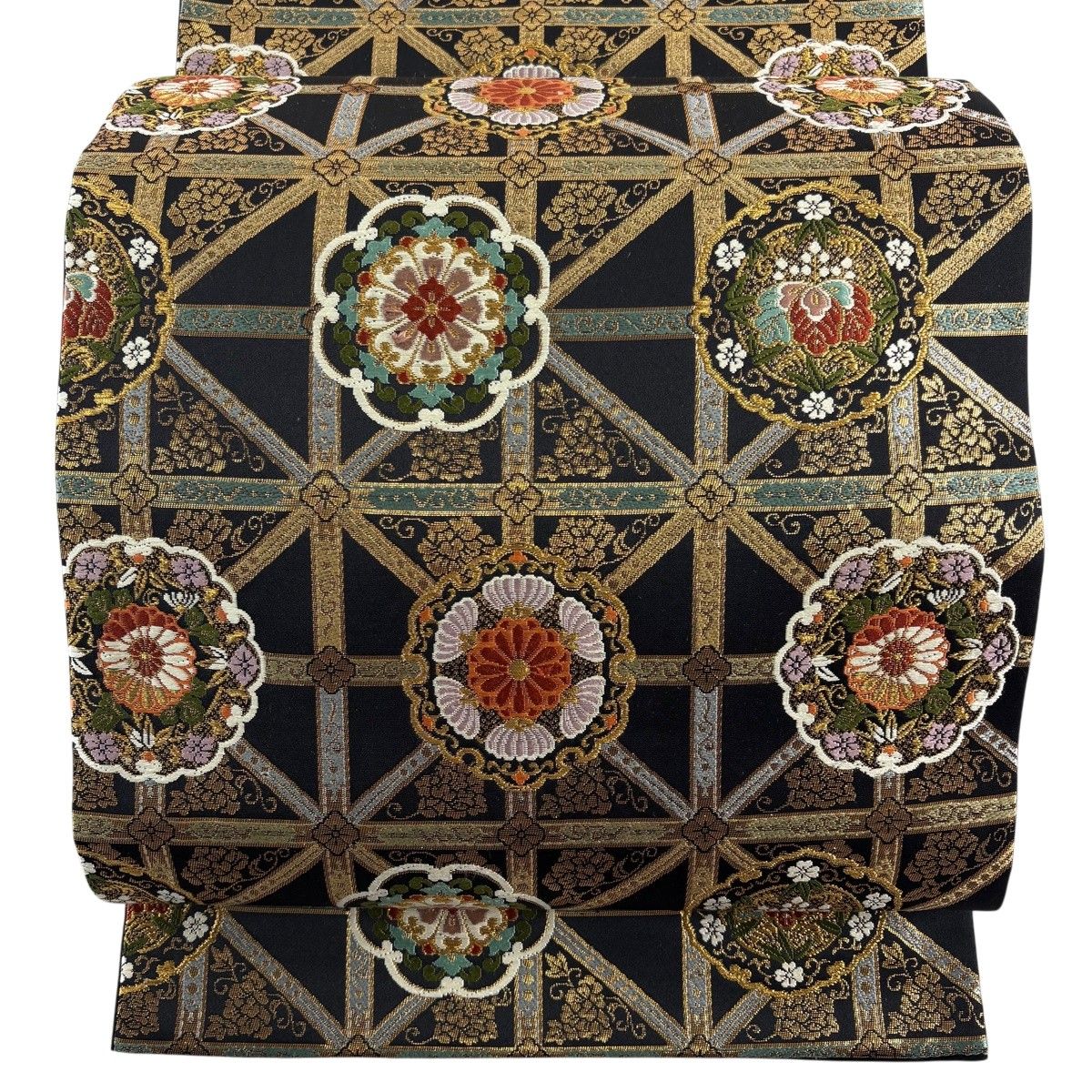 美品】 袋帯 秀品 華文 格天井 金糸 箔 黒 六通 正絹 【中古】 - メルカリ