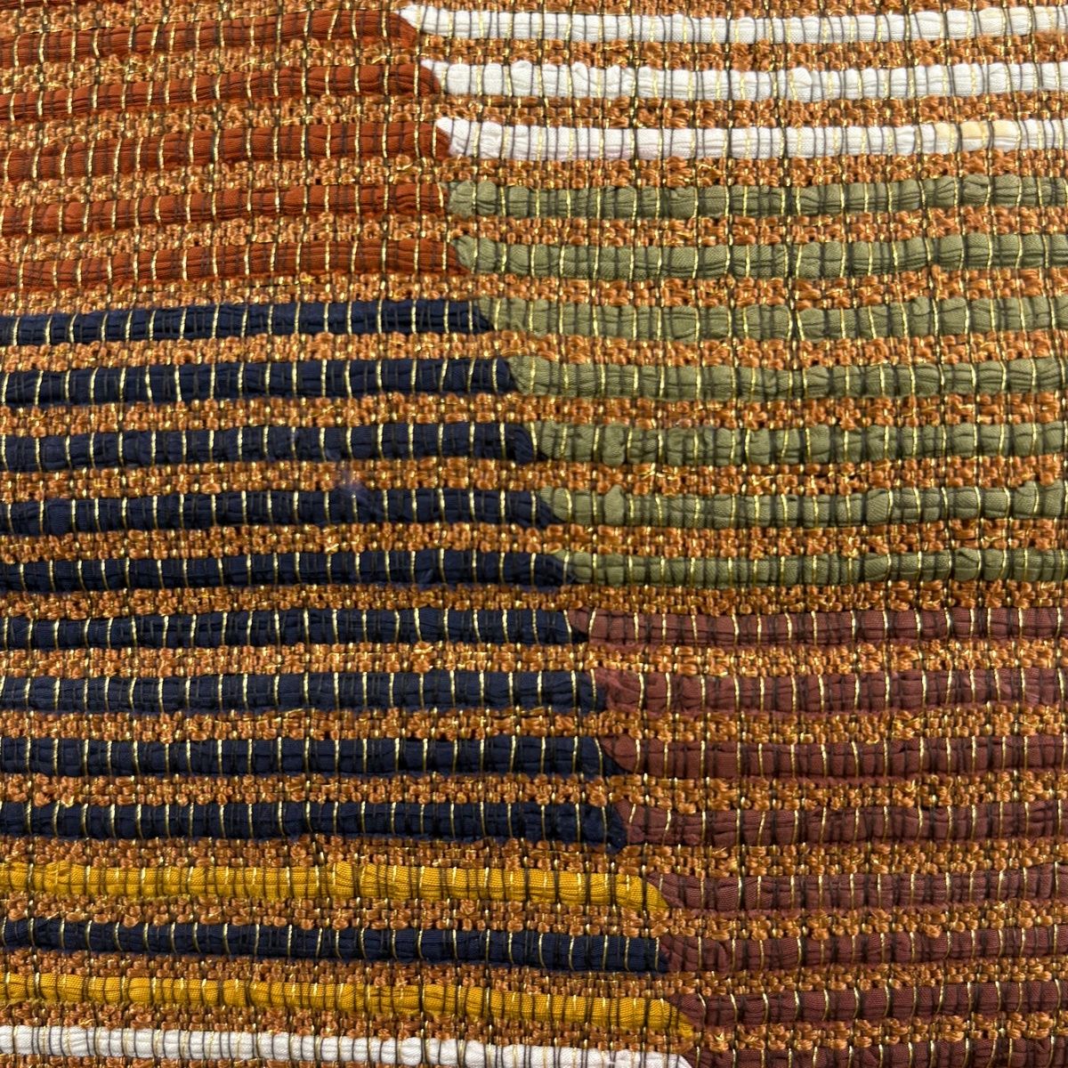 C5 美品 水玉 幾何学模様 茶色 金糸 正絹 六通 名古屋帯 O67 C5 美品 水玉 幾何学模様 茶色 金糸 正絹 六通 名古屋帯 O67 在庫