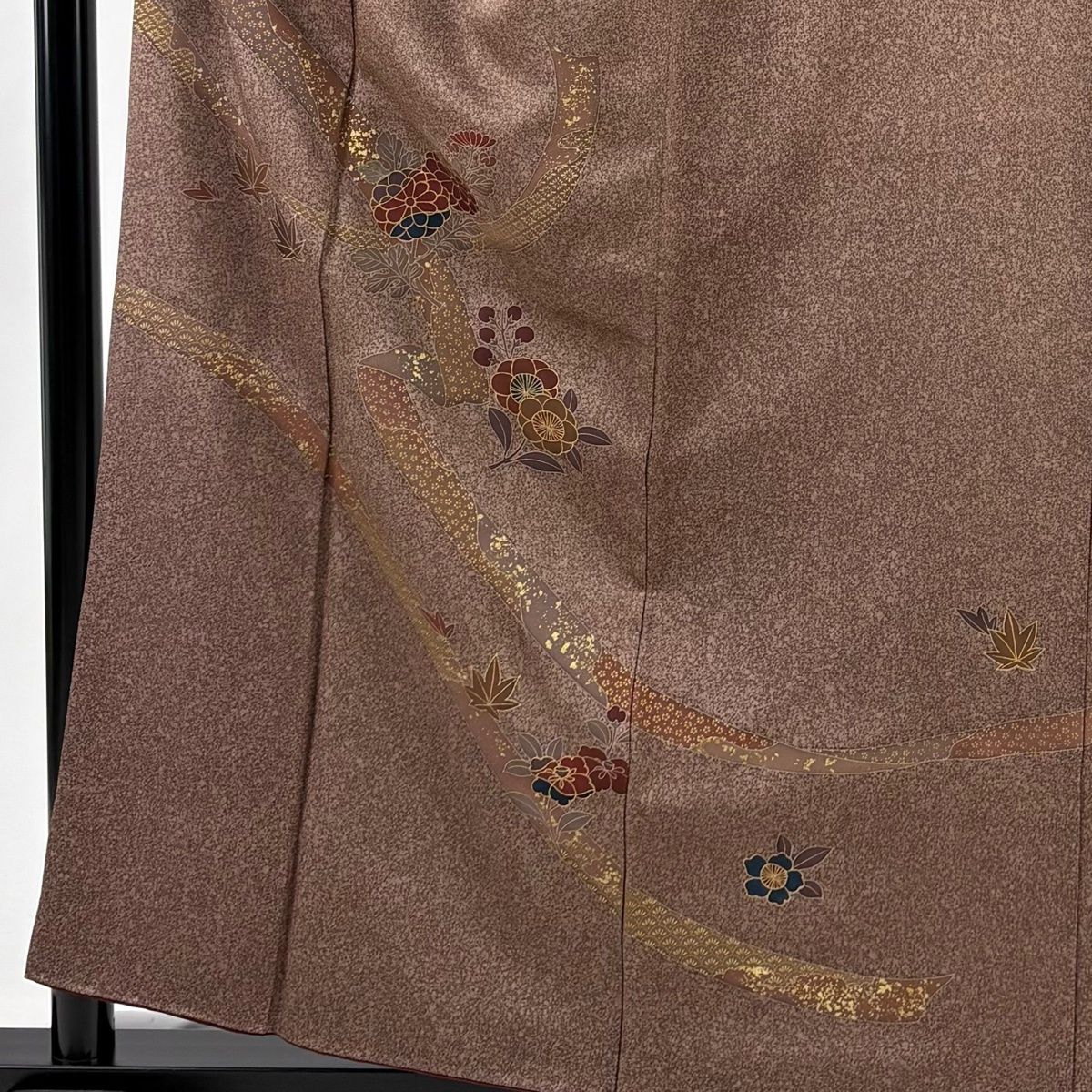 訪問着 身丈158cm 裄丈62.5cm S 袷 蔓帯 菊 金彩 小豆色 正絹 優品