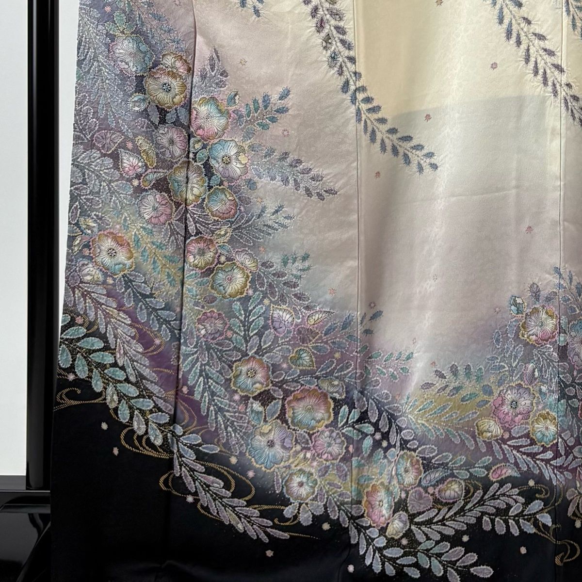 【美品】訪問着と袋帯セット／上品なグリーン地・辻が花／正絹 美品】訪問着と袋帯セット／上品なグリーン地・辻が花／正絹