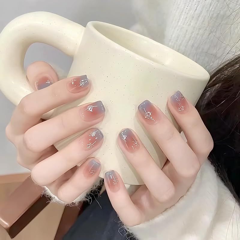 NEURAD]ネイルチップ 24枚入付け爪 ショート 秋冬上級者 スモーキー