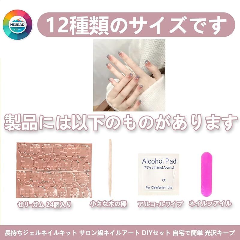 NEURAD]ネイルチップ 24枚入付け爪 ショート 秋冬上級者 スモーキー