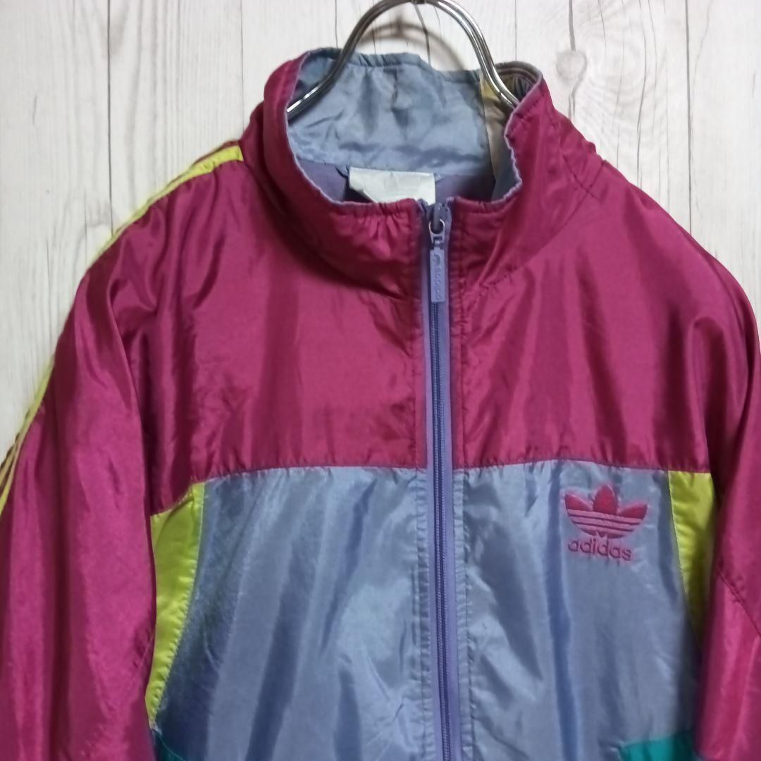 adidas アディダス ナイロンジャケット マルチカラー メンズM 古着 万