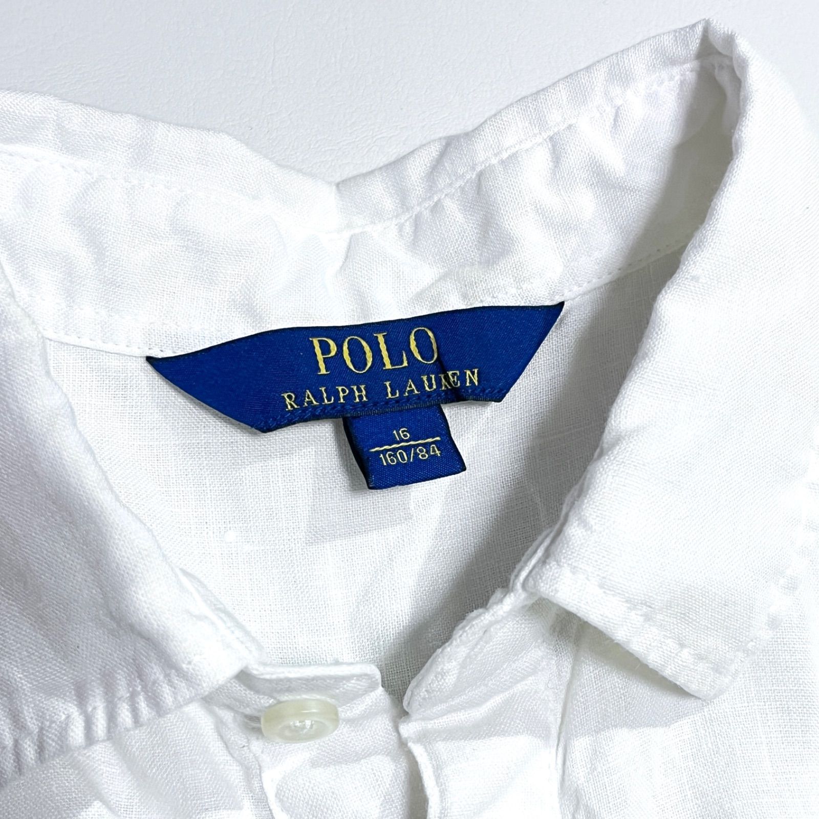 cY56 POLO RALPH LAUREN 麻100% ノースリーブ トップス シャツ
