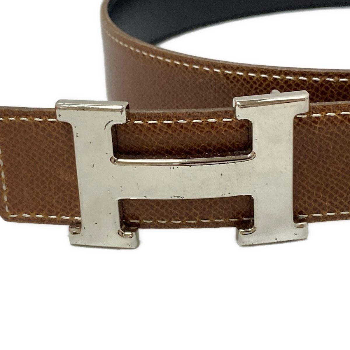 エルメス ブラウンベルト 金属バックル付き 保存袋付き HERMES