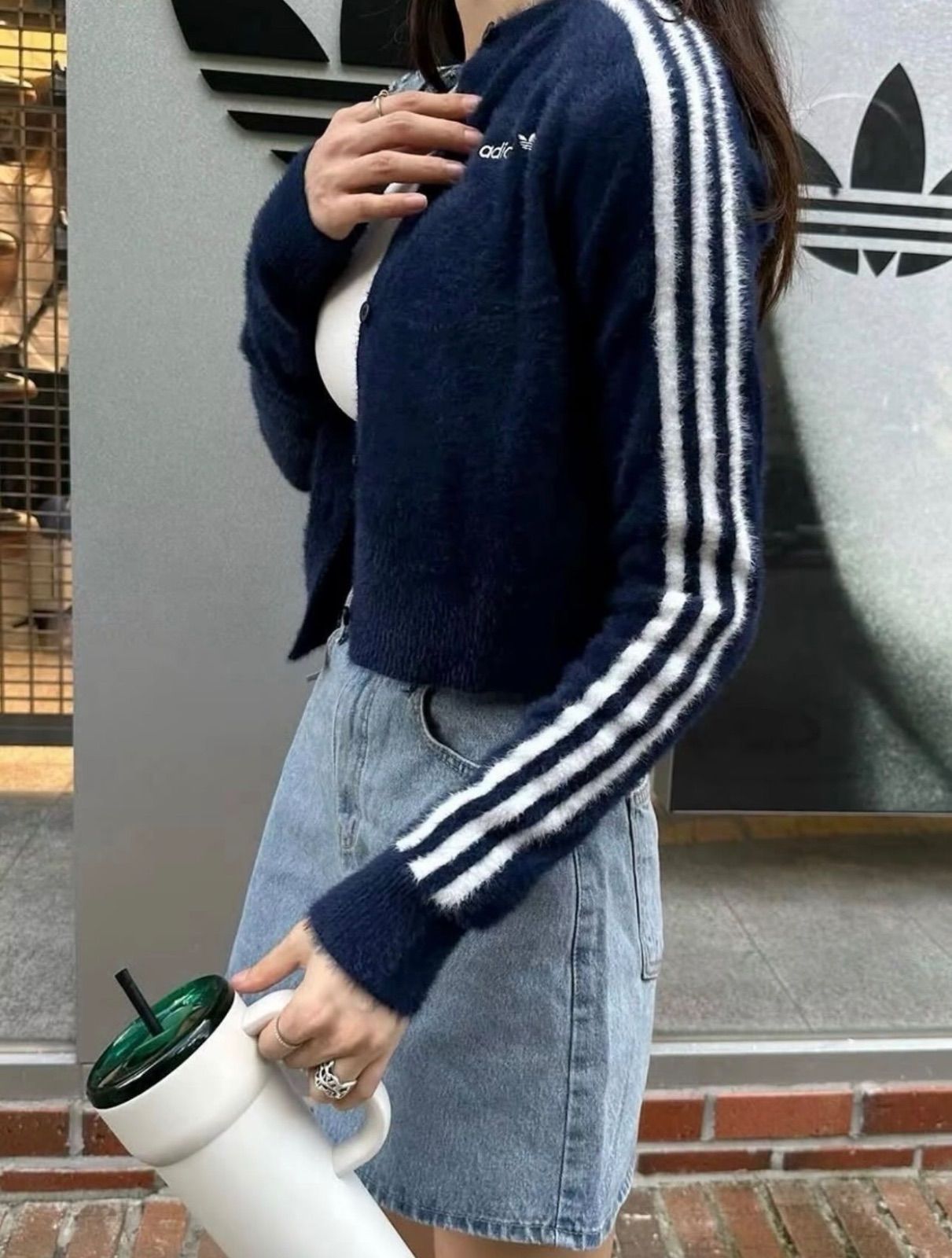 ☆ adidas ☆ フラッフィー ニットカーディガン - メルカリ