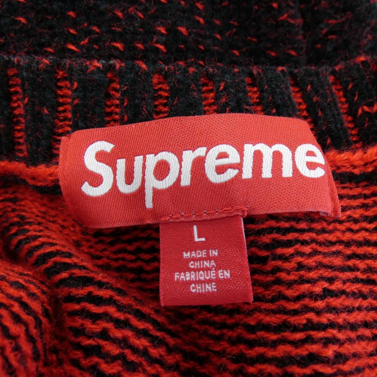 L 黒 Supreme Contrast Arc Sweater Black