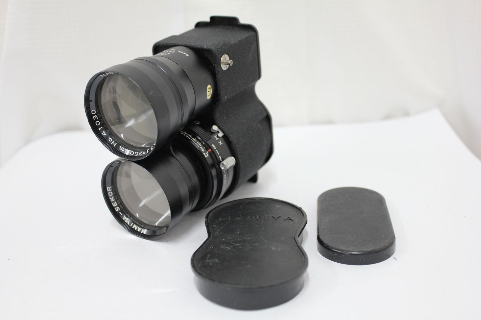 返品保証】 マミヤ Mamiya-SEKOR 250mm F6.3 前後キャップ付き 二眼