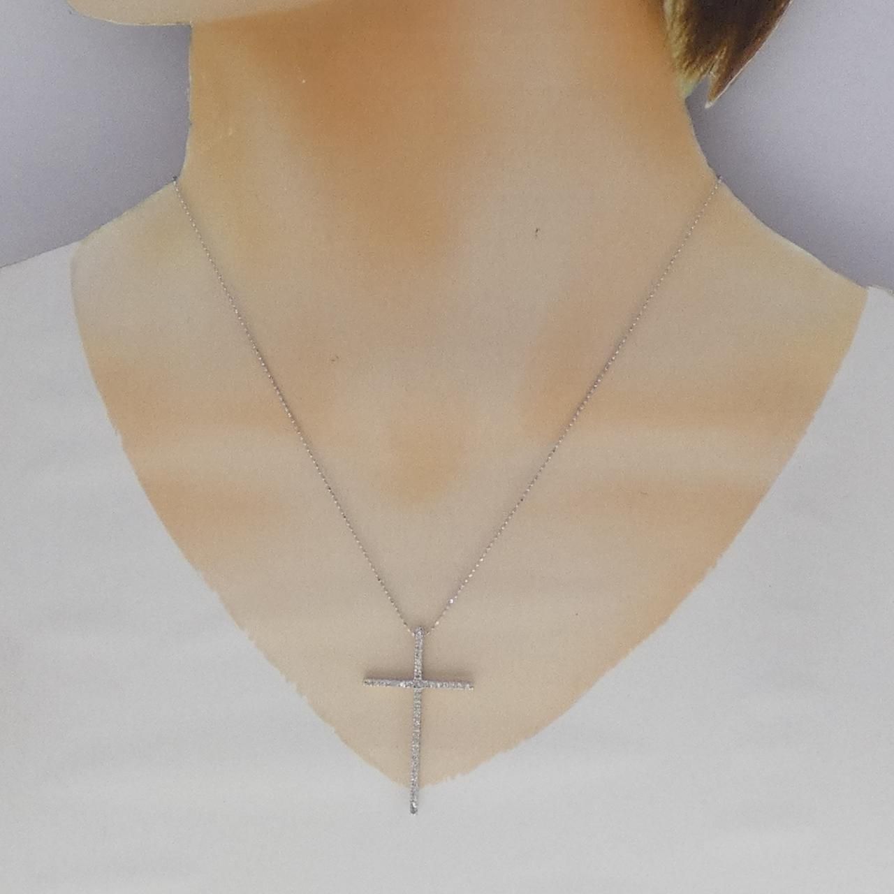 K14WG クロス ダイヤモンド ネックレス 0.20CT - メルカリ