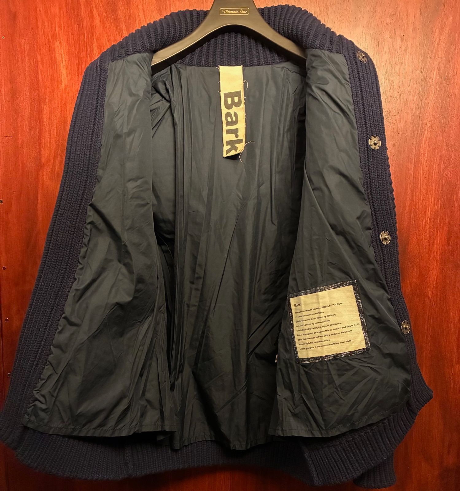 △訳あり商品△ MADE IN ITALY製 Bark ニットダッフルコート ネイビー