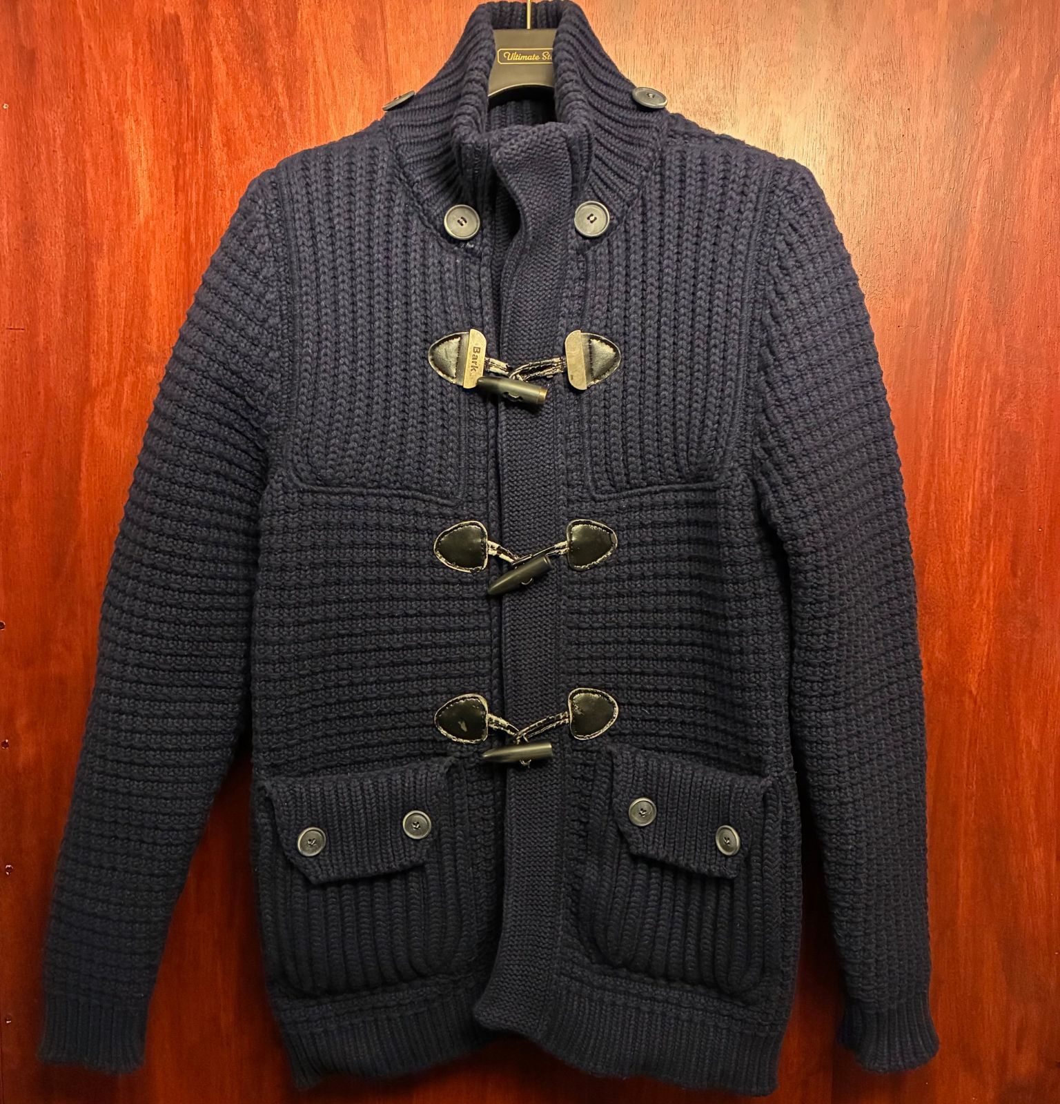 △訳あり商品△ MADE IN ITALY製 Bark ニットダッフルコート ネイビー 