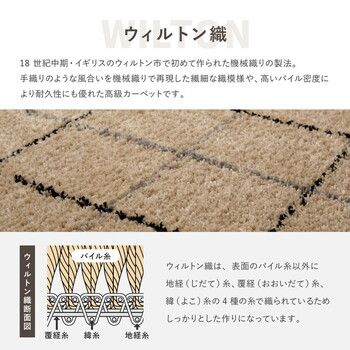 ラグ ウィルトン織ラグ 約133×190cm 長毛 フリンジ付き ベルギー製