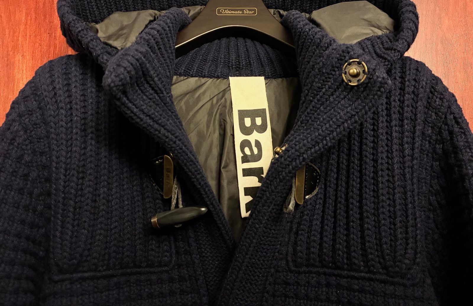 △訳あり商品△ MADE IN ITALY製 Bark ニットダッフルコート ネイビー