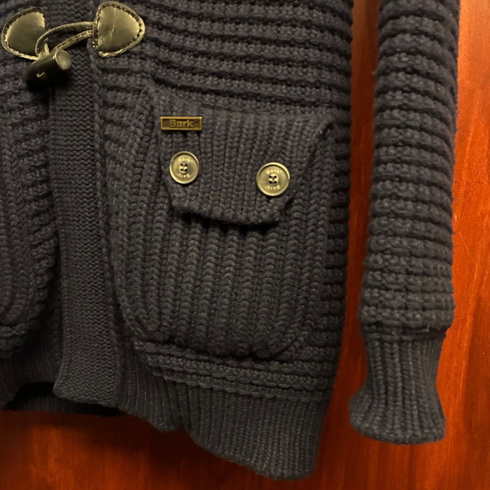 △訳あり商品△ MADE IN ITALY製 Bark ニットダッフルコート ネイビー