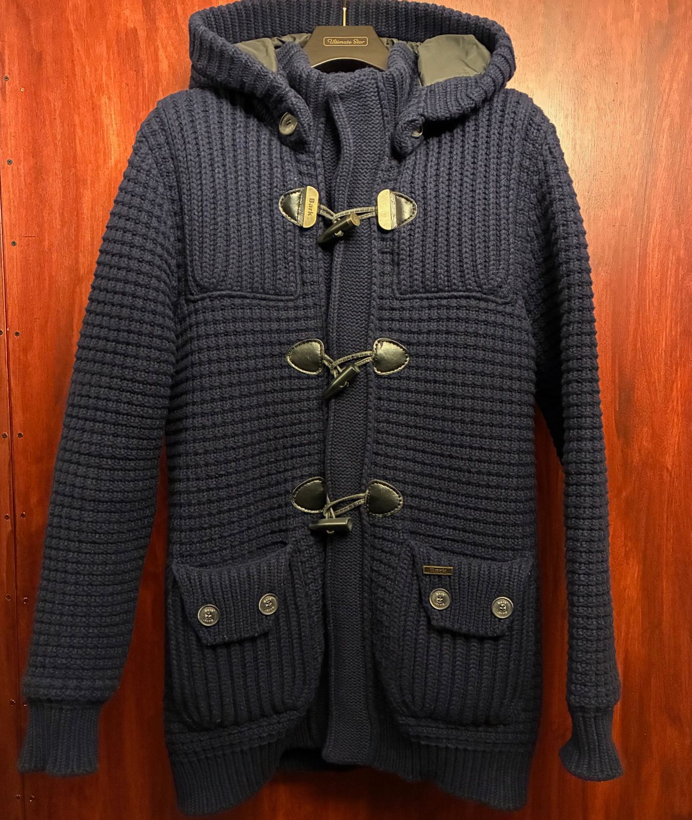 △訳あり商品△ MADE IN ITALY製 Bark ニットダッフルコート ネイビー