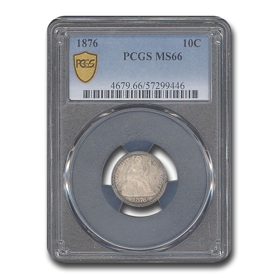 【うにまる】シーテッドリバティ 1853年/1858年/1876年 1876年 リバティ・シーテッド・ダイム MS-66 PCGS - メルカリ