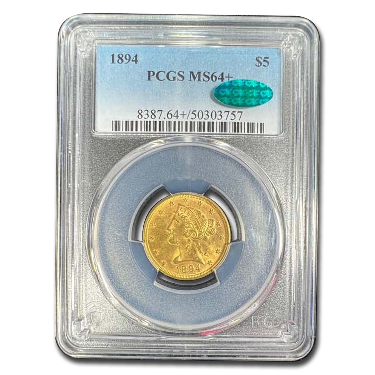 1890-CC ファイブ ダラー $5 リバティ ヘッド ゴールド ハーフ