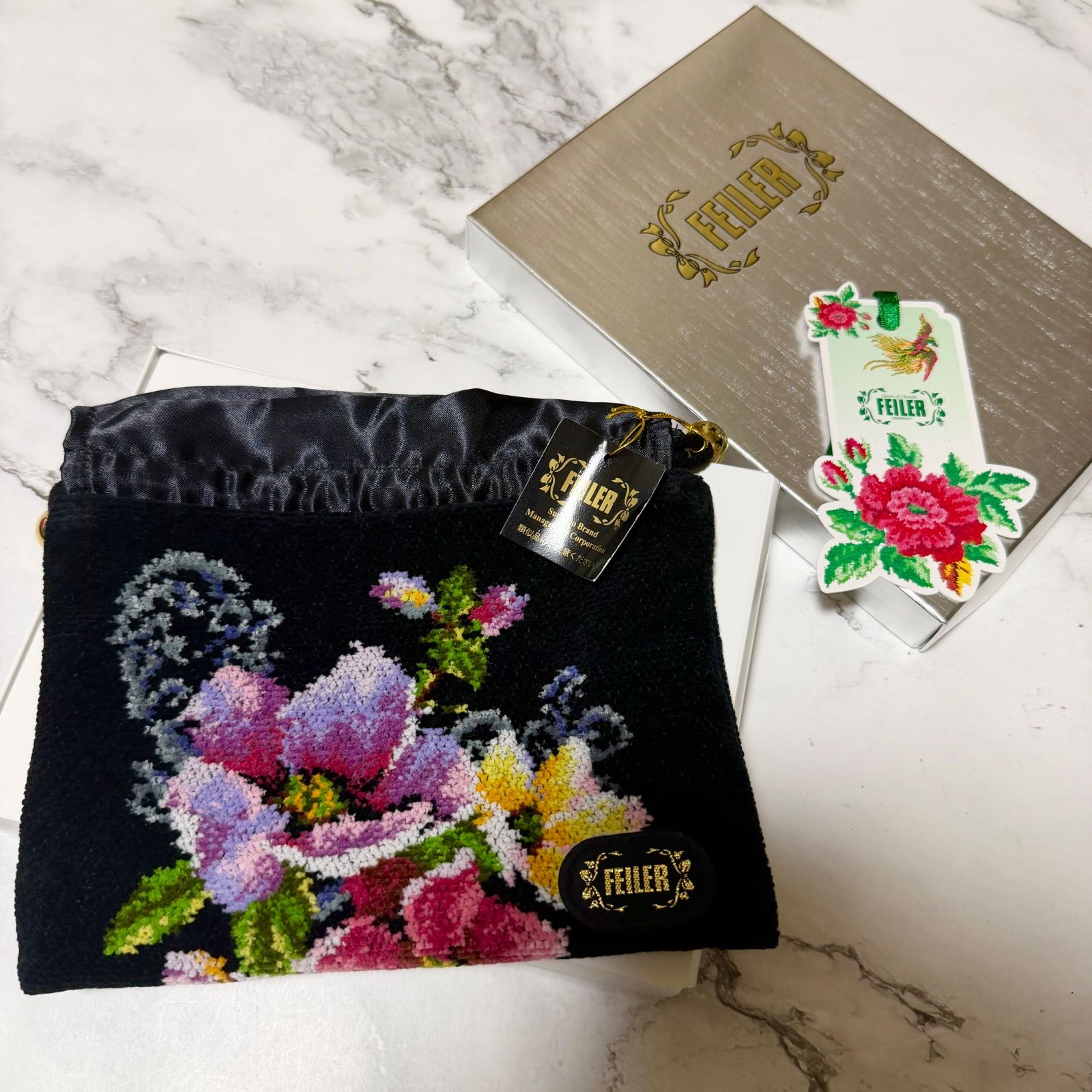 新品未使用 箱付き フェイラー FEILER ポーチ シェニール織 小物入れ