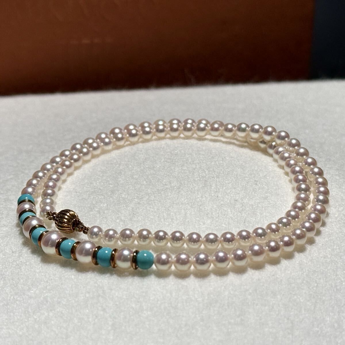 テリ強【750/K18】MIKIMOTO/ミキモト アコヤパール ターコイズ 