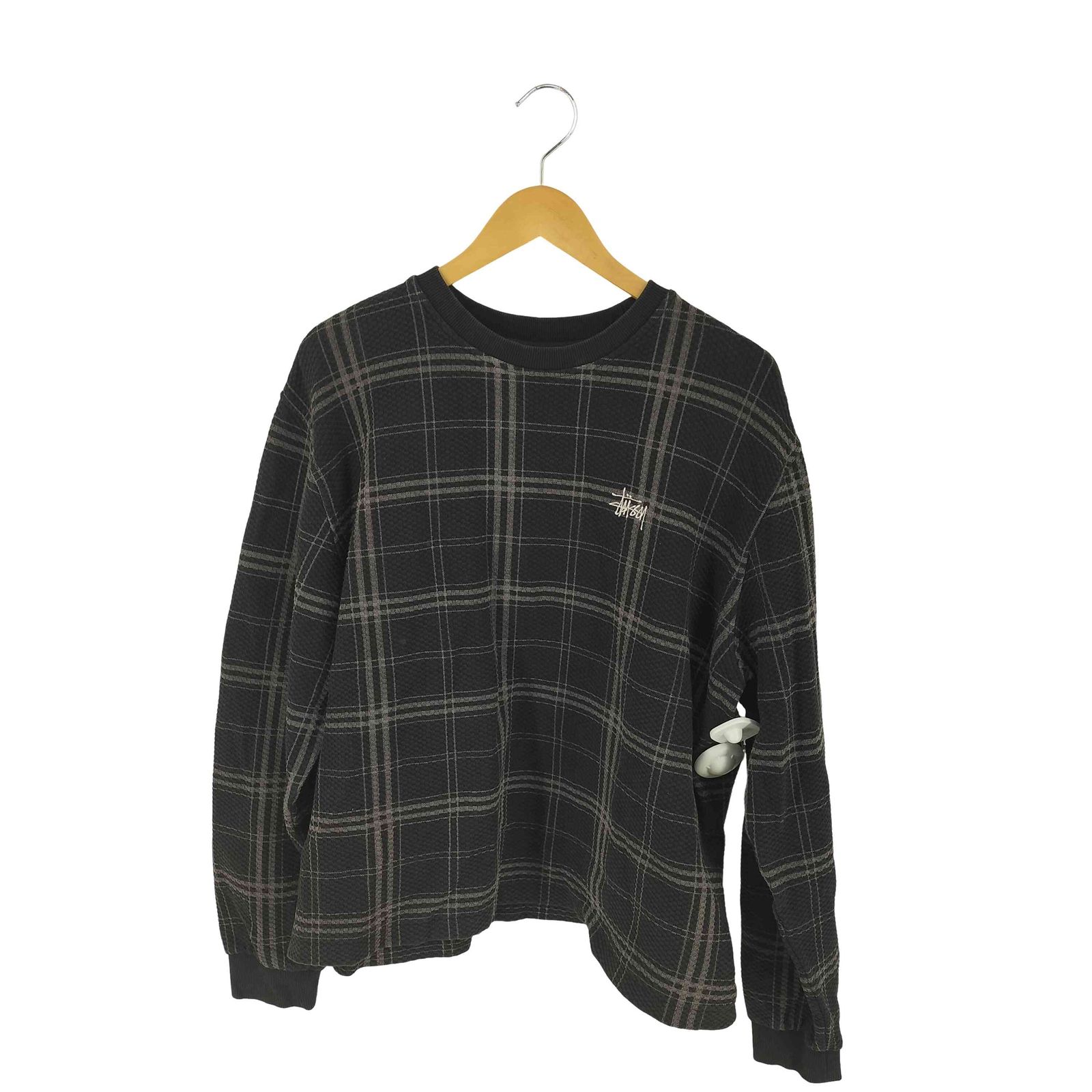 ステューシー Stussy DISCHARGED PLAID WAFFLE CREW メンズ import:L ステューシー Stussy DISCHARGED PLAID WAFFLE CREW メンズ import:L