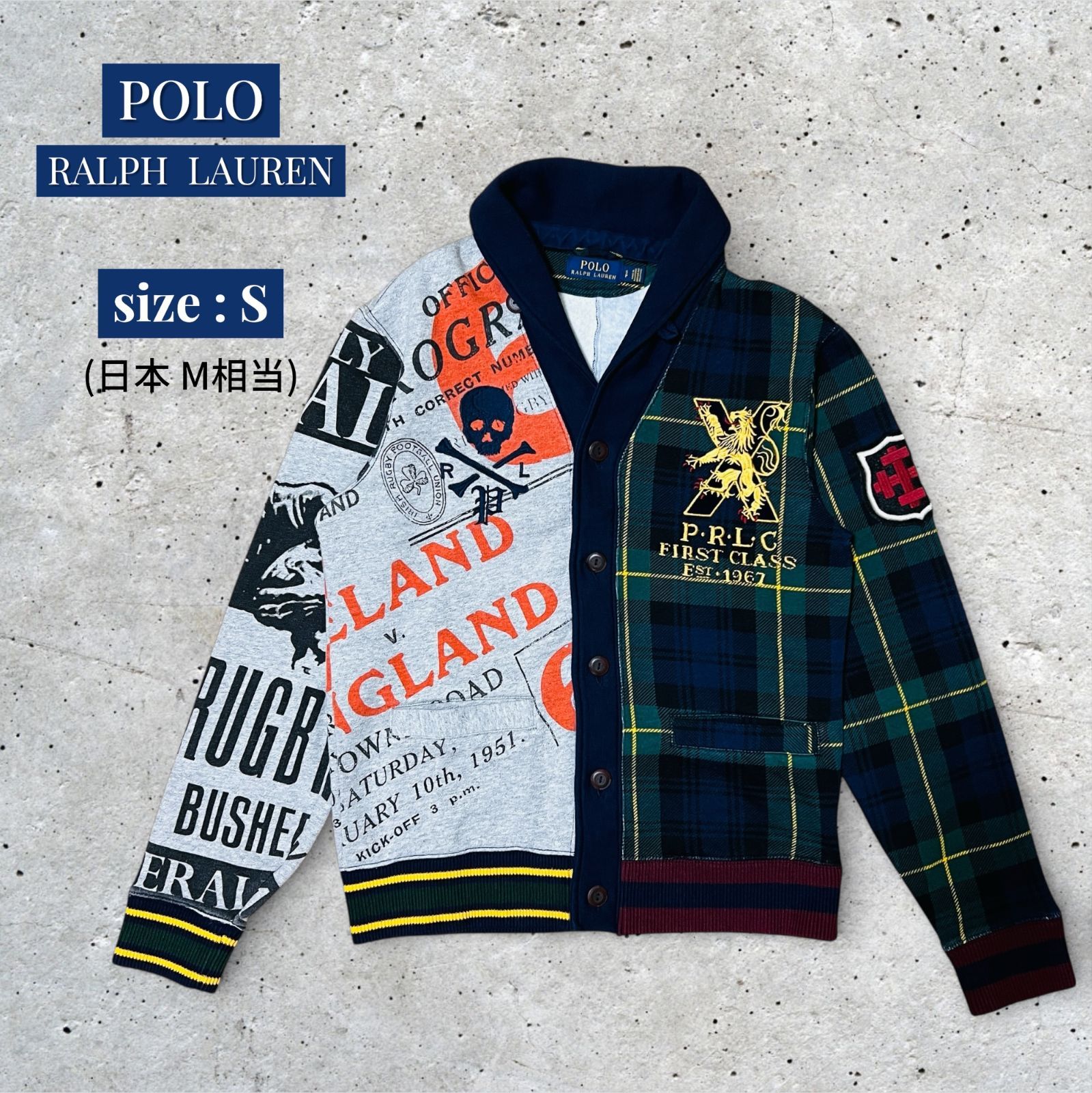 希少】POLO RALPH LAUREN クレイジーパッチワーク 刺繍カーディガン S