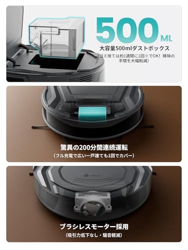 ロボット掃除機 【お掃除ロボット 2200pa強力吸引 カーペット加圧 音量