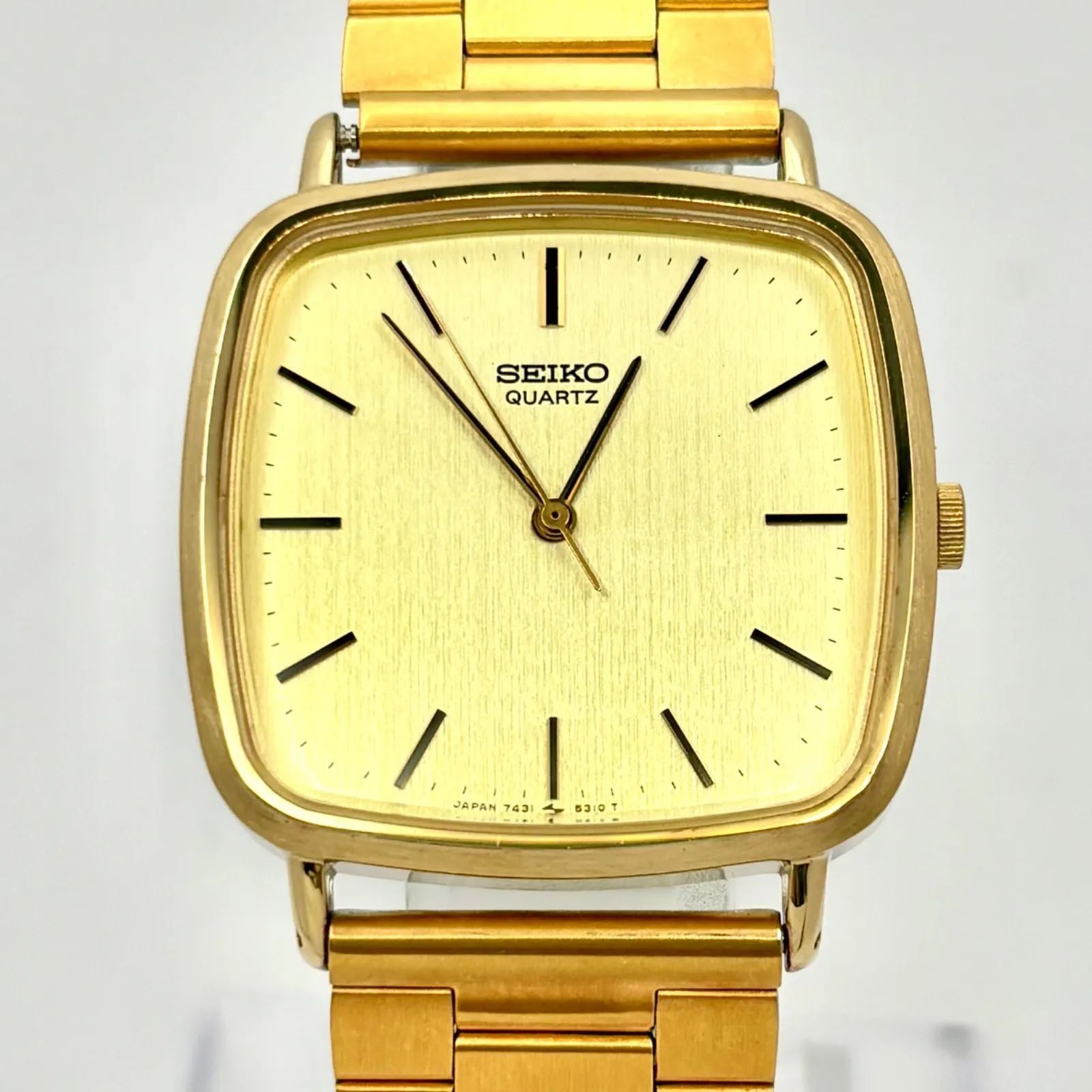 新品電池✨️SEIKO 腕時計 スクエア ゴールド クオーツ 美品/新品電池】SEIKO セイコー メンズ 腕時計 スクエア ゴールド 7431