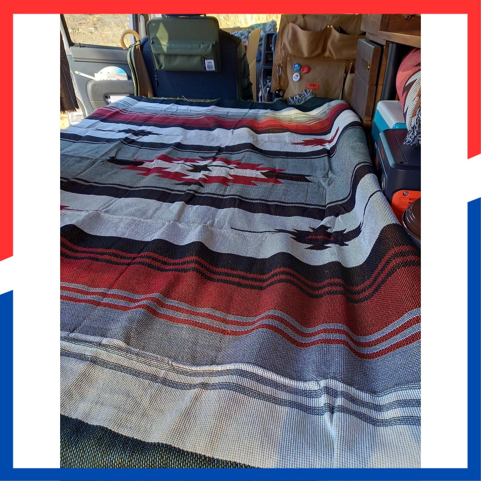 ブランケット　ラグ　キャンプ　アウトドア　車中泊　おしゃピク　オルテガ 人気商品】グランピングピクニック ネイティブ柄 Forest オルテガ柄