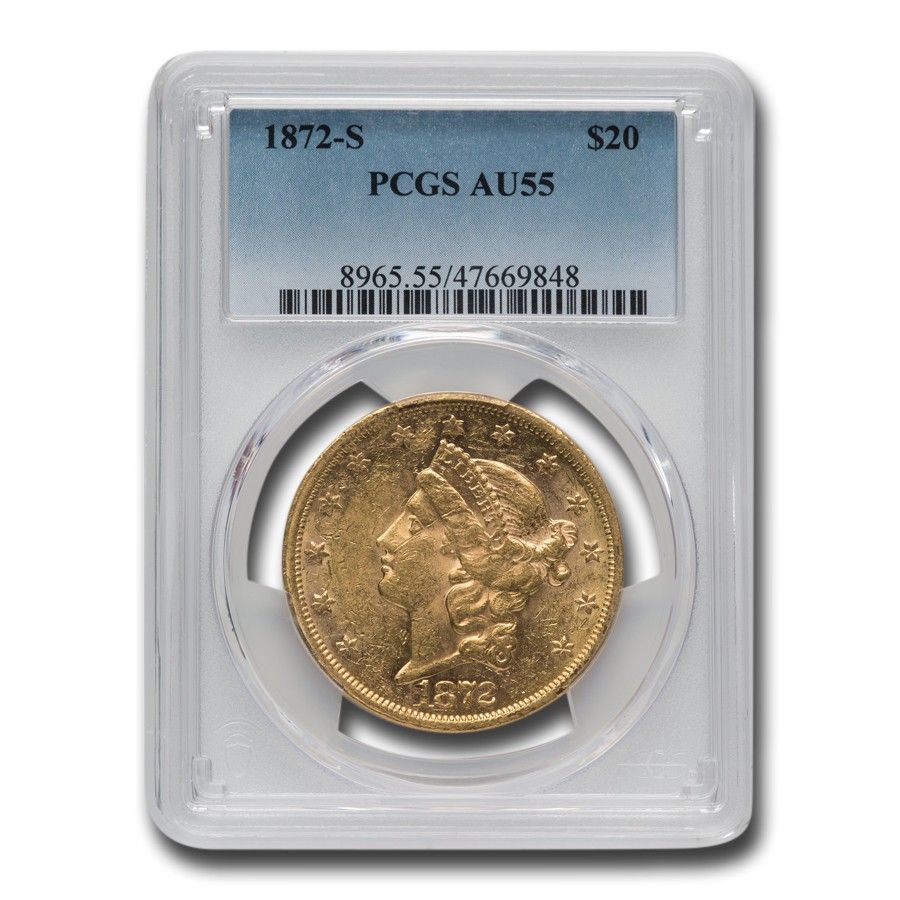 1872-S 20ドル リバティゴールド ダブルイーグル AU-55 PCGS - メルカリ