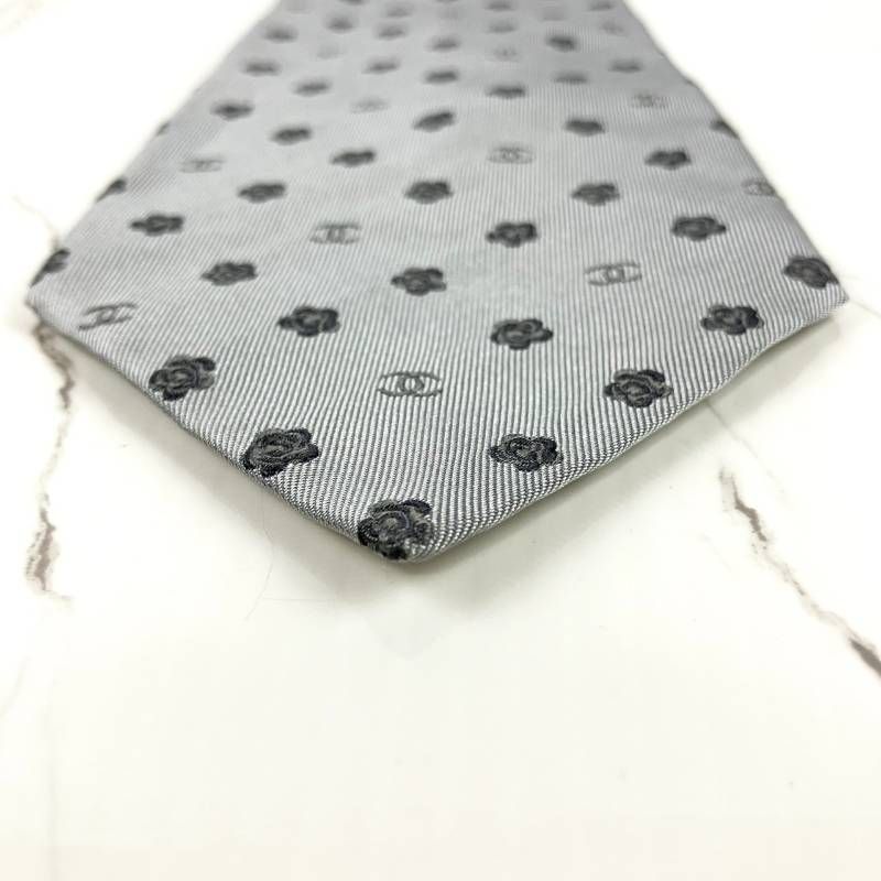 美品 CHANEL シャネル ネクタイ ココマーク ロゴ カメリア フラワー 花