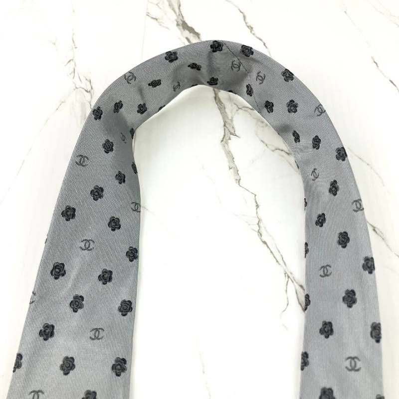 美品 CHANEL シャネル ネクタイ ココマーク ロゴ カメリア フラワー 花