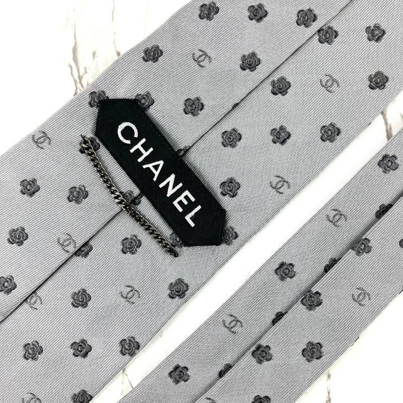 美品 CHANEL シャネル ネクタイ ココマーク ロゴ カメリア フラワー 花