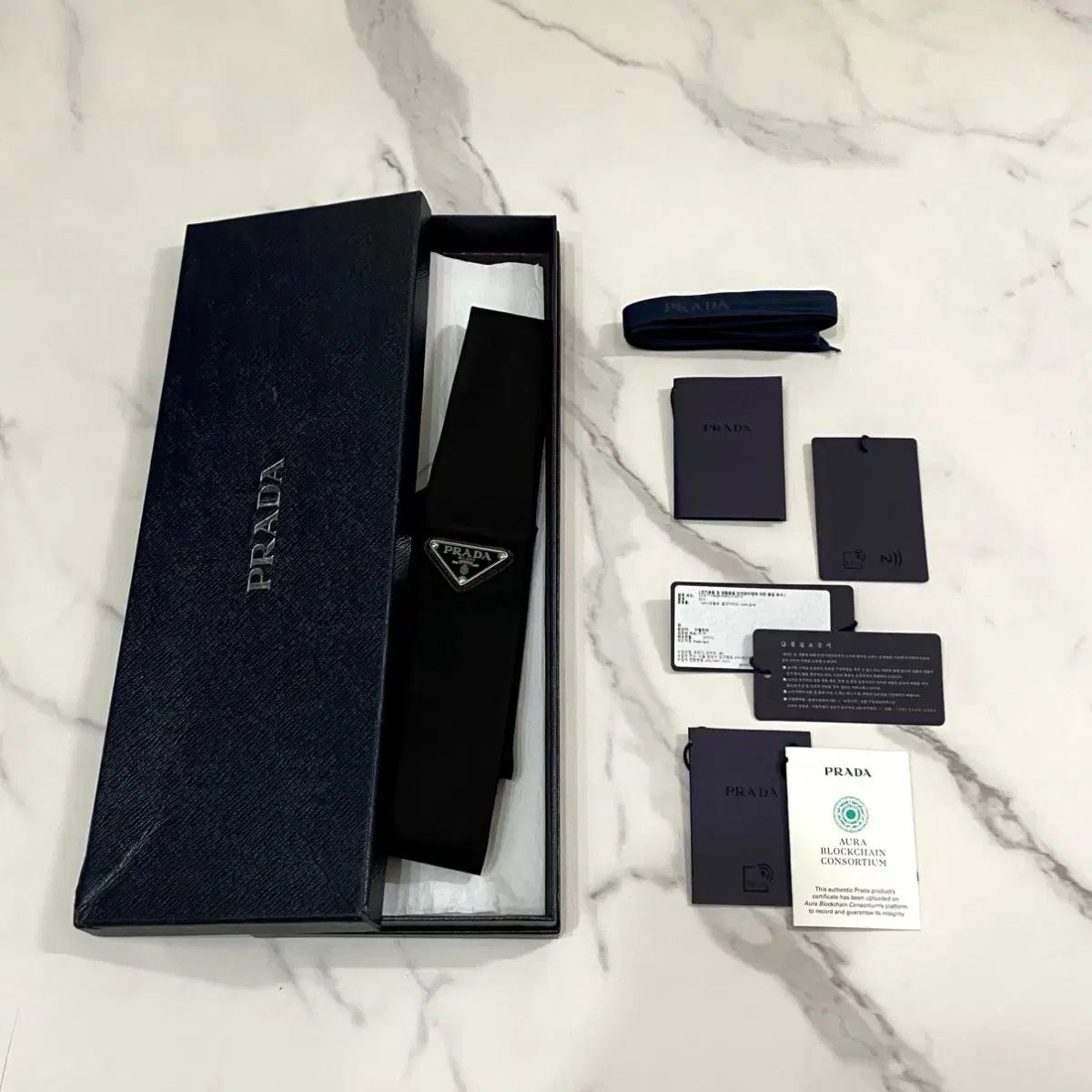 ほぼ新品 PRADA プラダ Re-Nylon ギャバジン 三角ロゴ ネックタイ