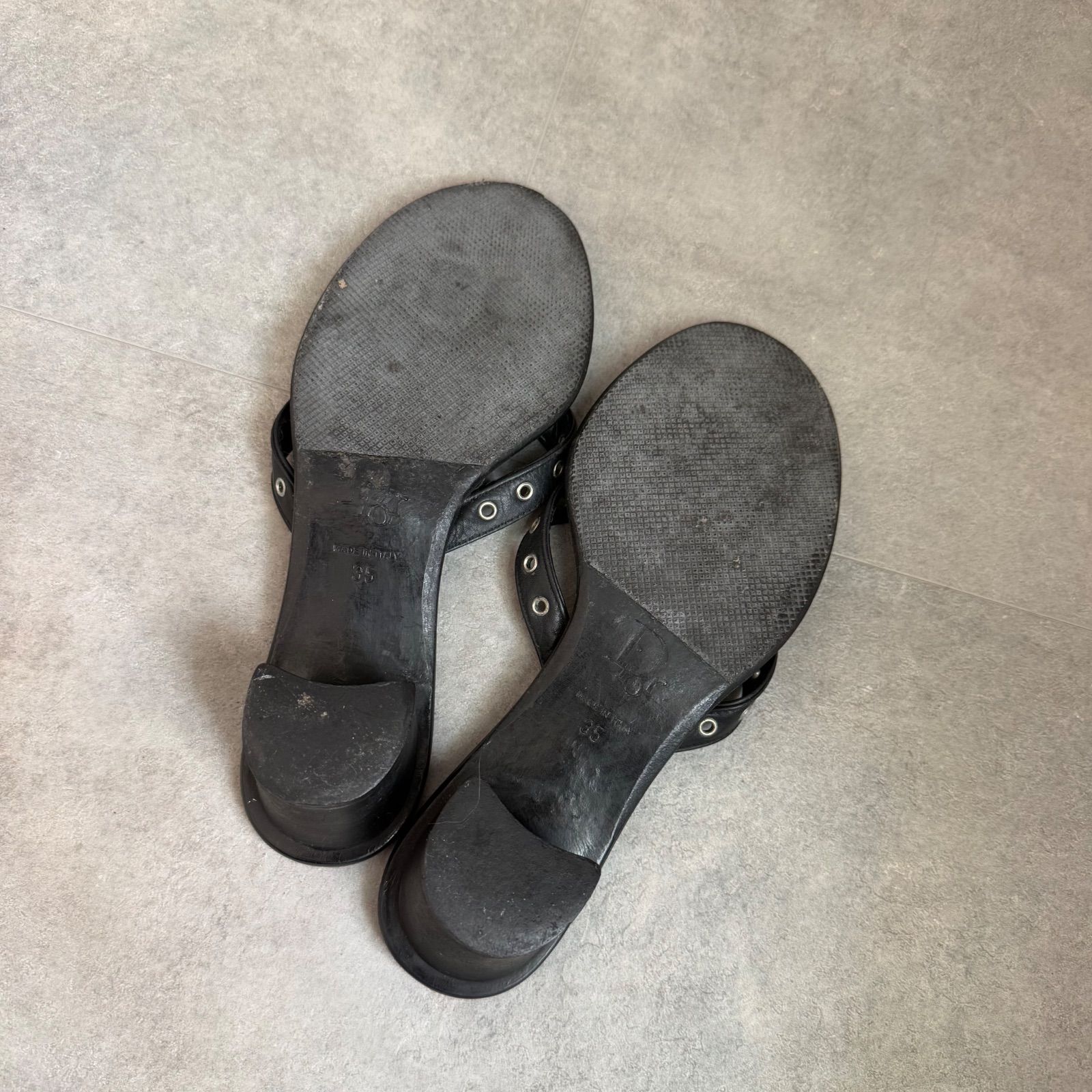 Dior クリスチャン・ディオール ロゴ レザー ミュール サンダル ブラック Christian Dior クリスチャンディオール ミュールサンダル 高品質