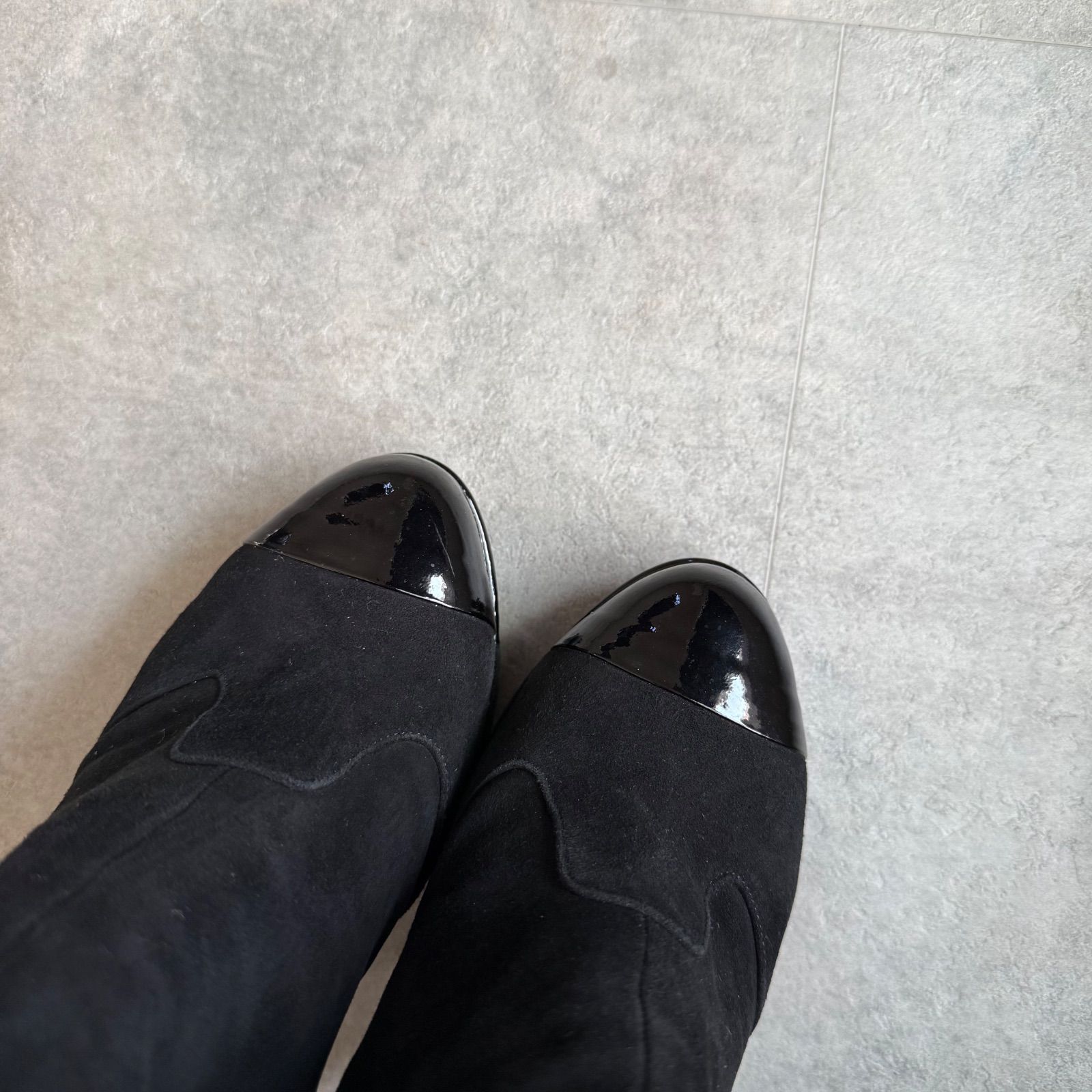 CHANEL シャネル ココマーク スエード パテントレザー ショートブーツ