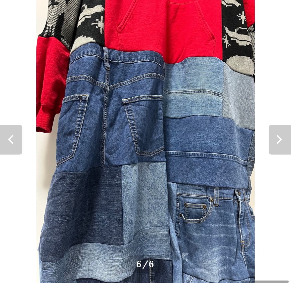 リメイク古着 古着 ﾊﾟｯﾁﾜｰｸﾜﾝﾋﾟｰｽ ロングワンピース 裏起毛 デニム